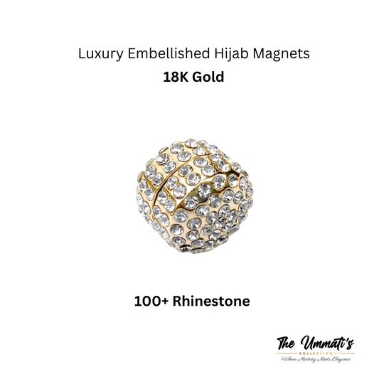 Embellished Crystal No-Snag Hijab Magnet - Gold