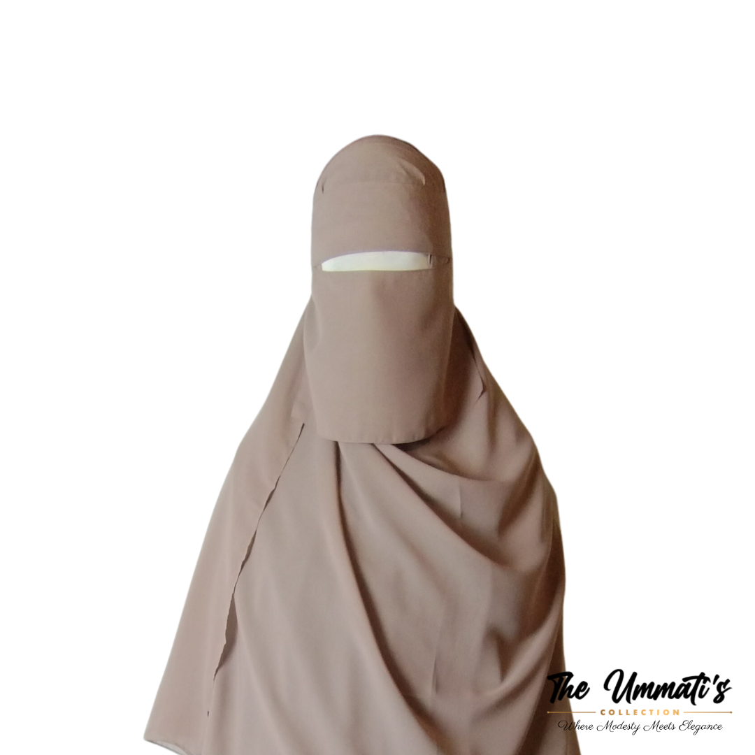 Short Single Layer Niqab (No Pinch) - Beige