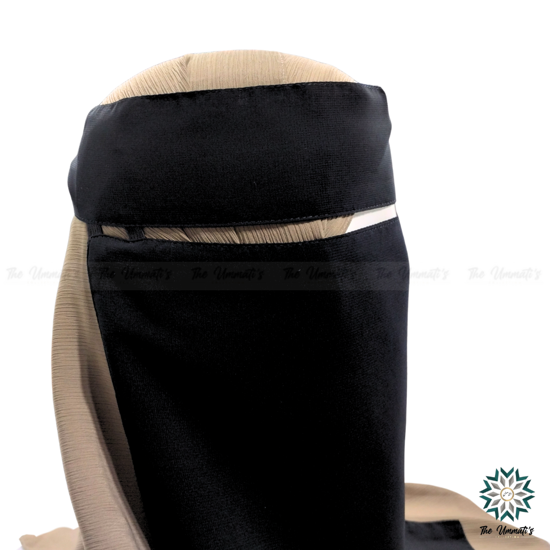 Elastic pull down Single Layer Niqab - Black