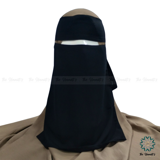 Single Layer Niqab No Pinch - Black