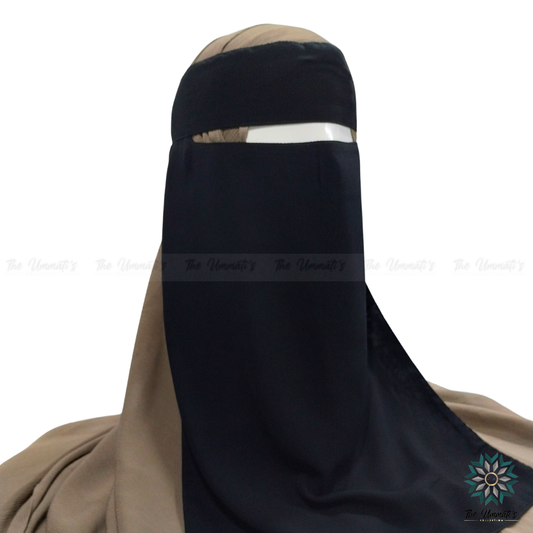 Single Layer Niqab No Pinch - Black