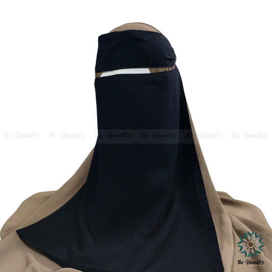 Elastic pull down Single Layer Niqab - Black