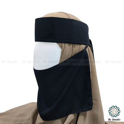 Single Layer Niqab with Stiff Headband - Black