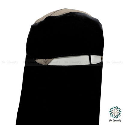 Single Layer Niqab No Pinch with Nose String - Black