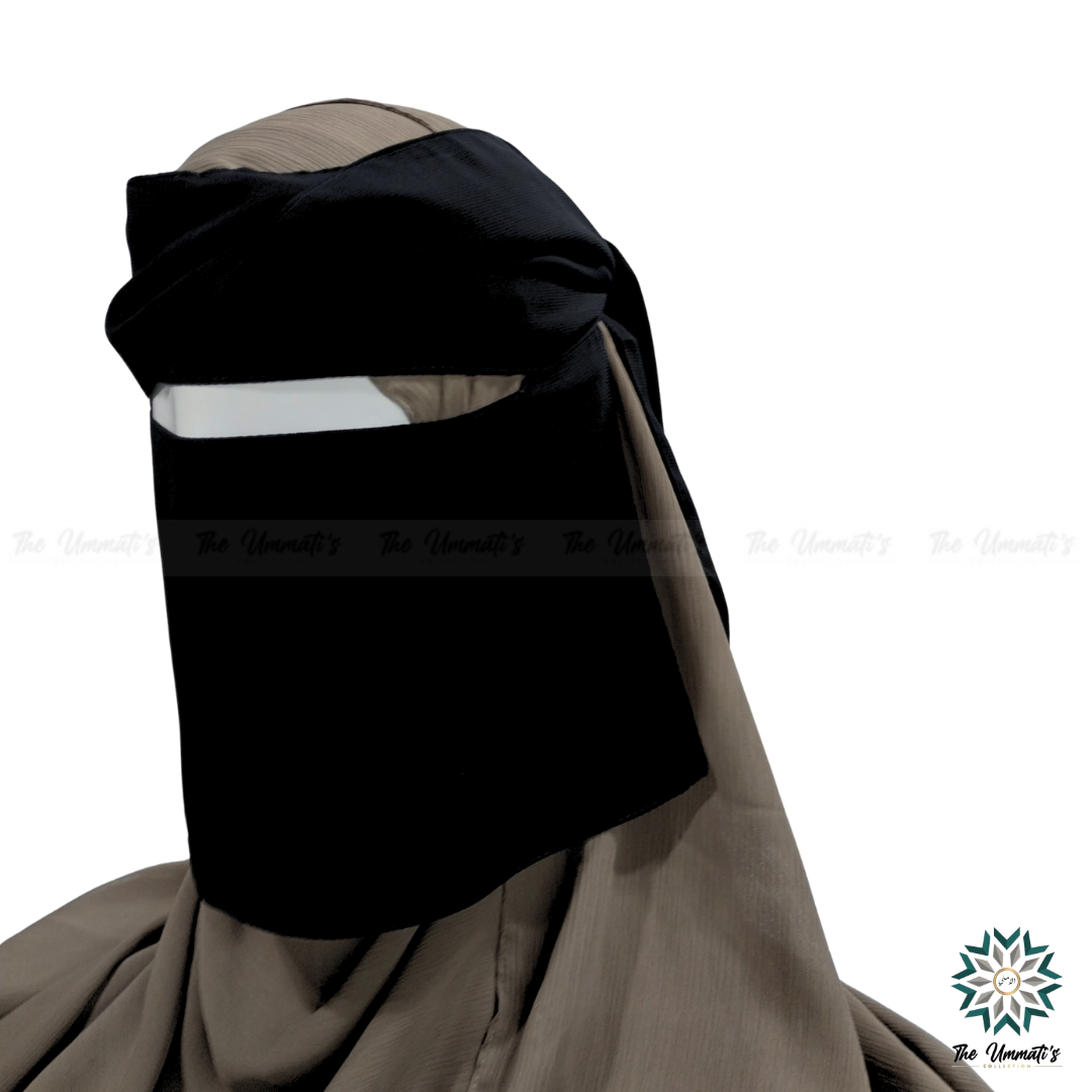 Single Layer Niqab No Pinch With Flap - Black
