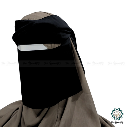 Single Layer Niqab No Pinch With Flap - Black
