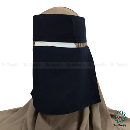 Single Layer Niqab with Stiff Headband - Black