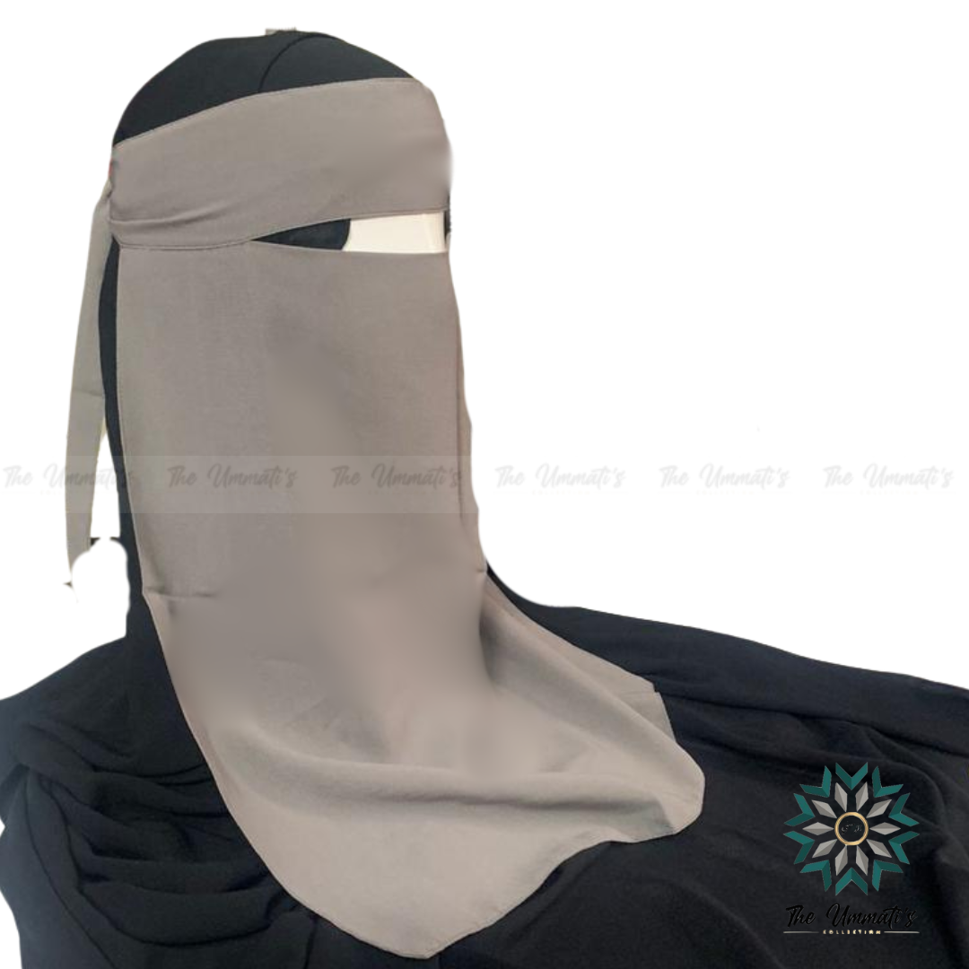 Long Single Layer Niqab - Gray