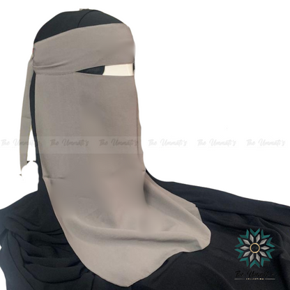 Long Single Layer Niqab - Gray