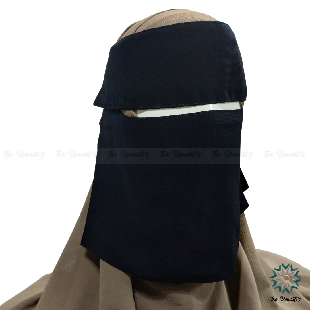 Pull Down Single Layer Niqab With Flap - Black