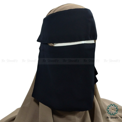 Pull Down Single Layer Niqab With Flap - Black