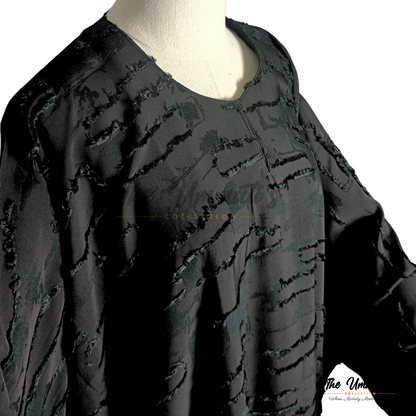 Bisht Textured Abaya - Black