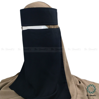 Single Layer Niqab with Stiff Headband - Black