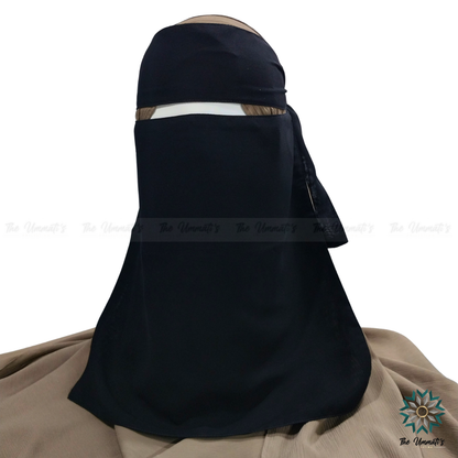 Elastic pull down Single Layer Niqab - Black