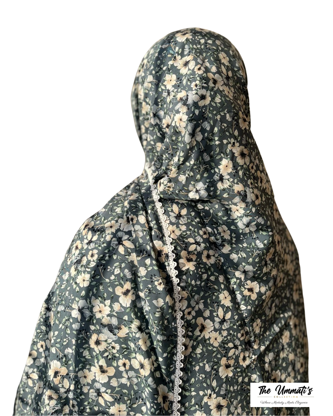 XL Prayer Hijab with Lace (Whispering Lilies)