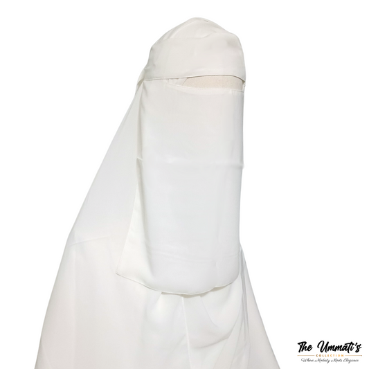 Medium Single Layer Niqab (No Pinch)- White