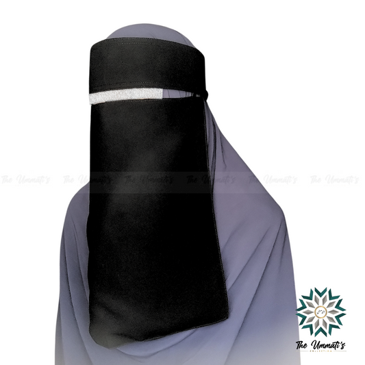 Stiff Headband Single Layer Niqab - Black