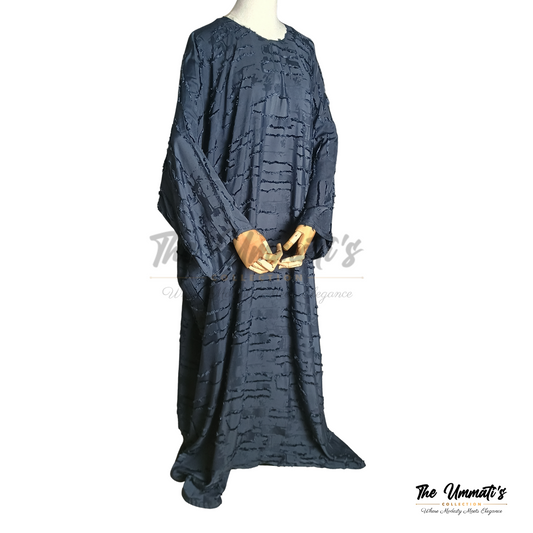 Bisht Textured Abaya - Navy
