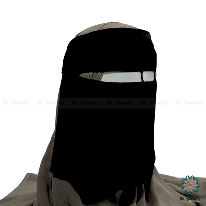 Single Layer Niqab No Pinch with Nose String - Black