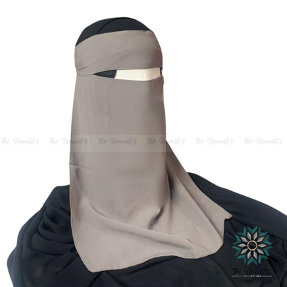 Long Single Layer Niqab - Gray