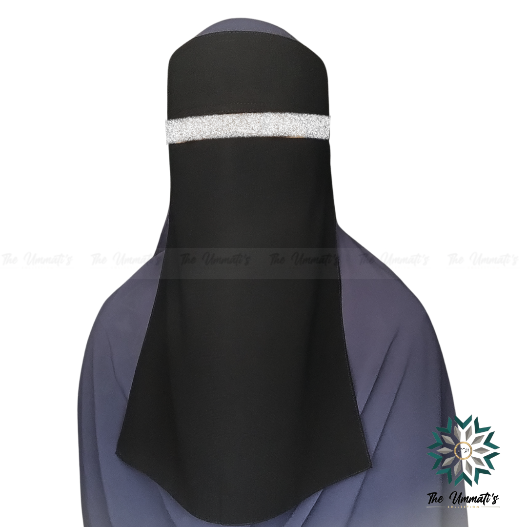 Stiff Headband Single Layer Niqab - Black