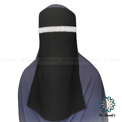 Stiff Headband Single Layer Niqab - Black