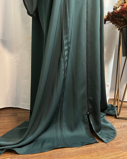 Basic Zipper Abaya Forest - Size 58