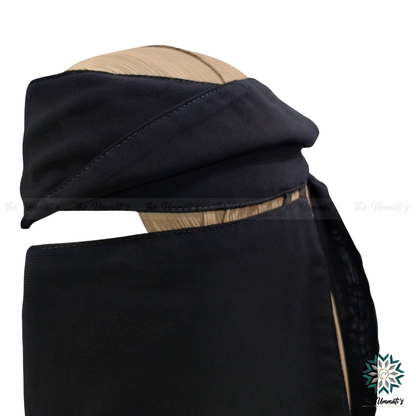 Pull Down Single Layer Niqab With Flap - Black