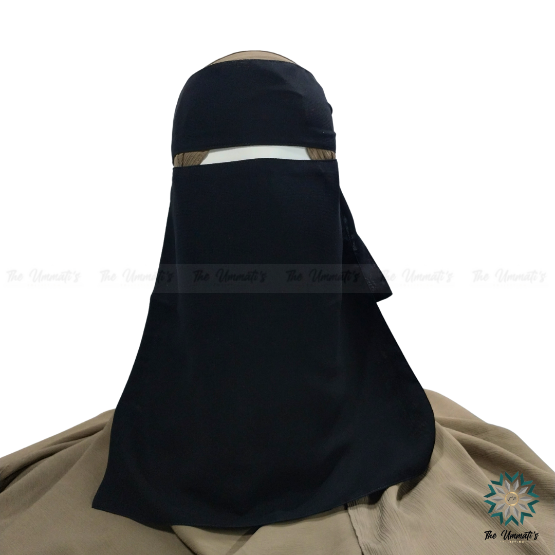 Elastic pull down Single Layer Niqab - Black