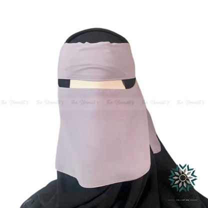 Short Elastic pull down Single Layer Niqab  - Cloud