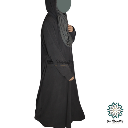 Hooded Corduroy Abaya - Dark Gray