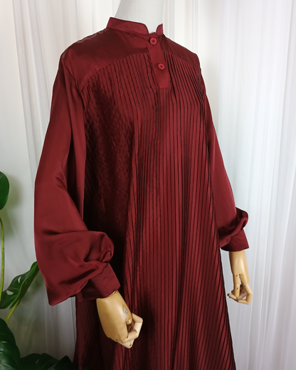 Pleated Maroon Dress - Size 58