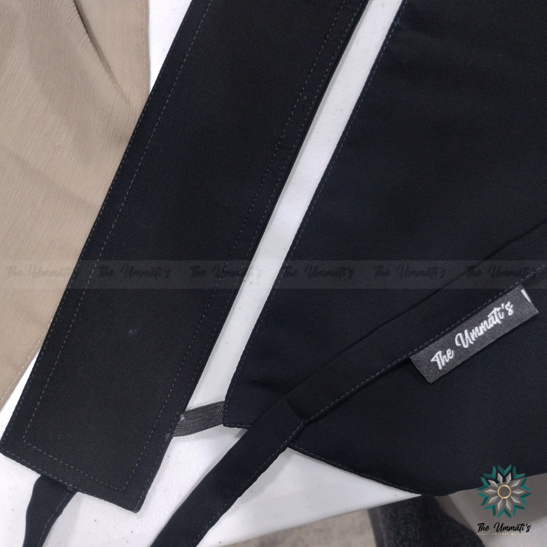 Single Layer Niqab with Stiff Headband - Black