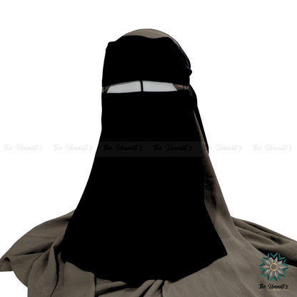 Single Layer Niqab No Pinch with Nose String - Black