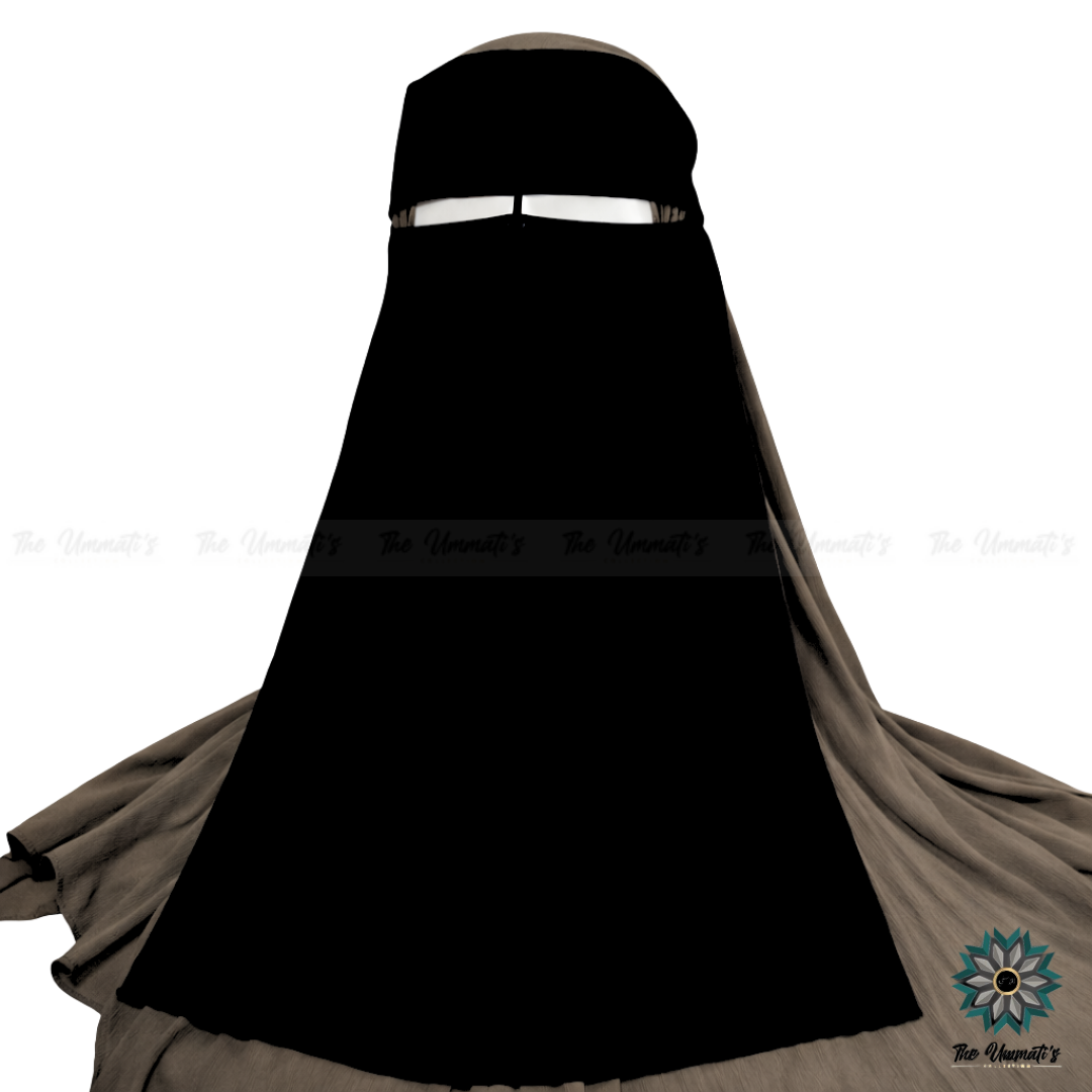 Single Layer Niqab No Pinch with Nose String - Black
