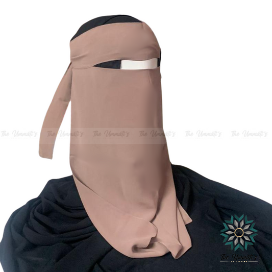 Long Single Layer Niqab - Taupe