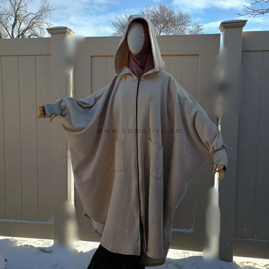 Haya Poncho - Beige Gray