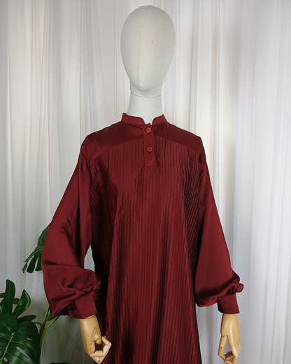 Pleated Maroon Dress - Size 58