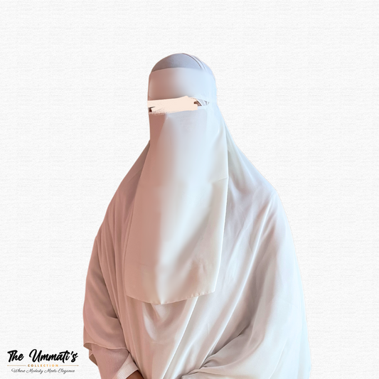 Long Single Layer Niqab (No Pinch)- White