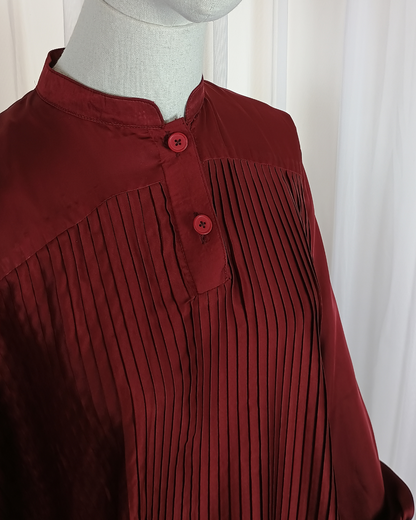 Pleated Maroon Dress - Size 58