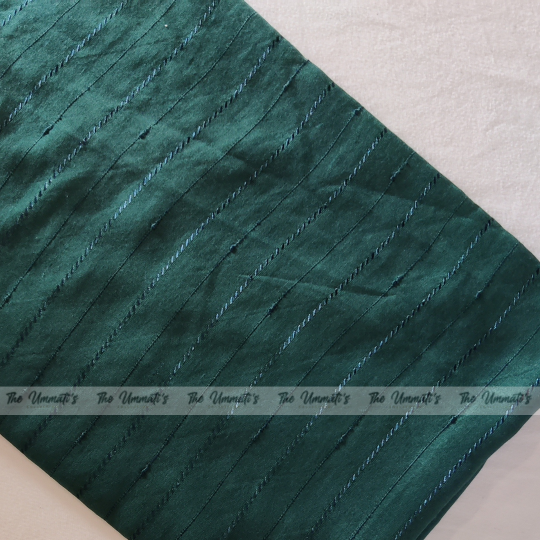 Embroided Striped Hijab - Forest