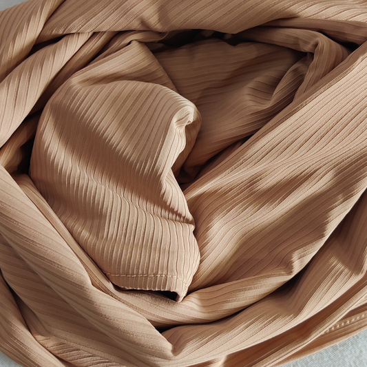 Ribbed Jersey Hijab - Camel
