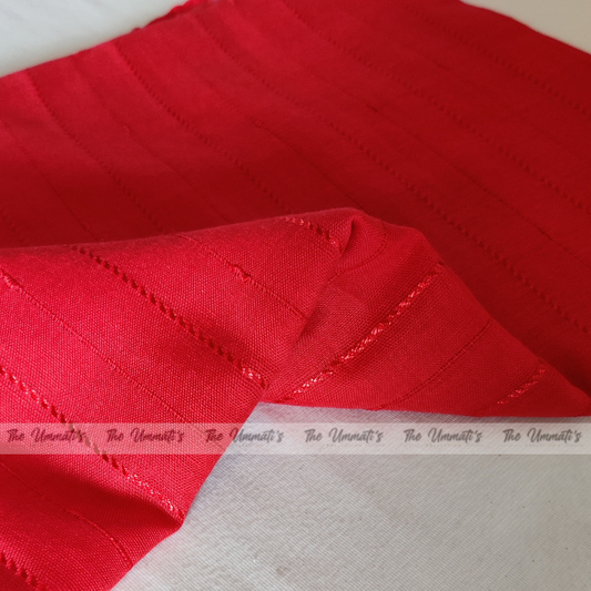 Embroided Striped Hijab - Red