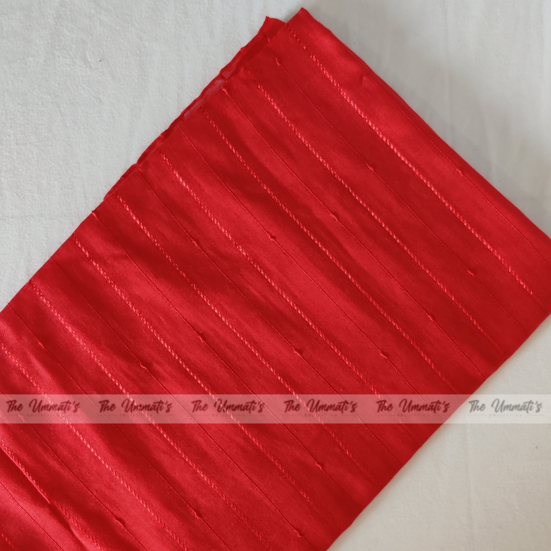 Embroided Striped Hijab - Red