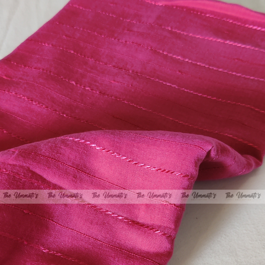 Embroided Striped Hijab - Pink