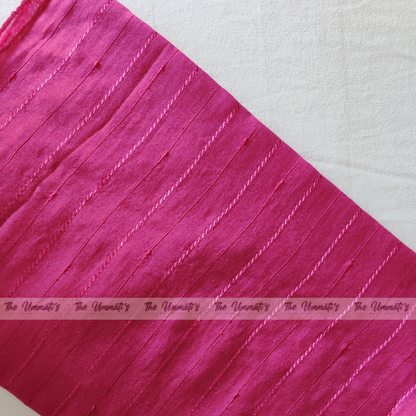 Embroided Striped Hijab - Pink