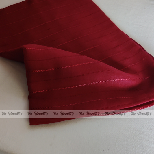 Embroided Striped Hijab - Burgundy