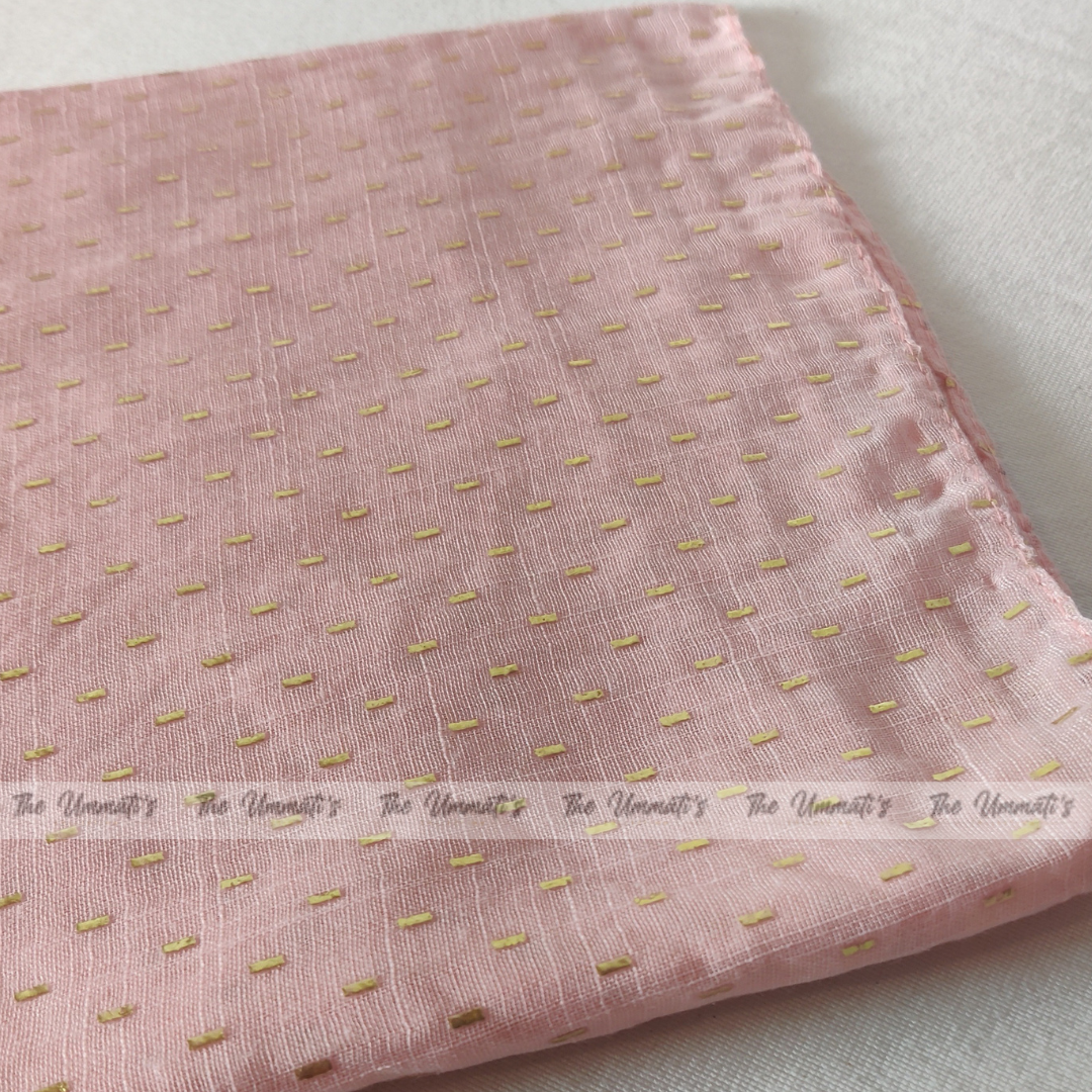 Embossed Gold Hijab - Powder Pink