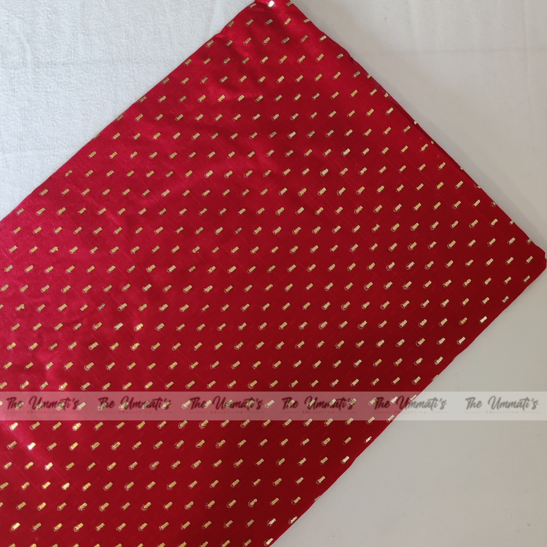 Embossed Gold Hijab - Red