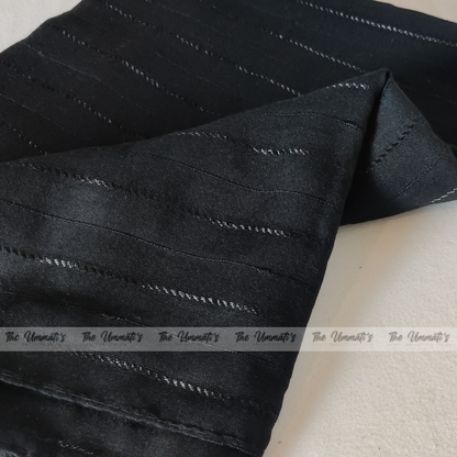 Embroided Striped Hijab - Black